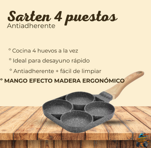 Sarten De 4 Puestos Antiadherente