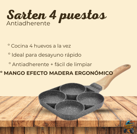 Sarten De 4 Puestos Antiadherente